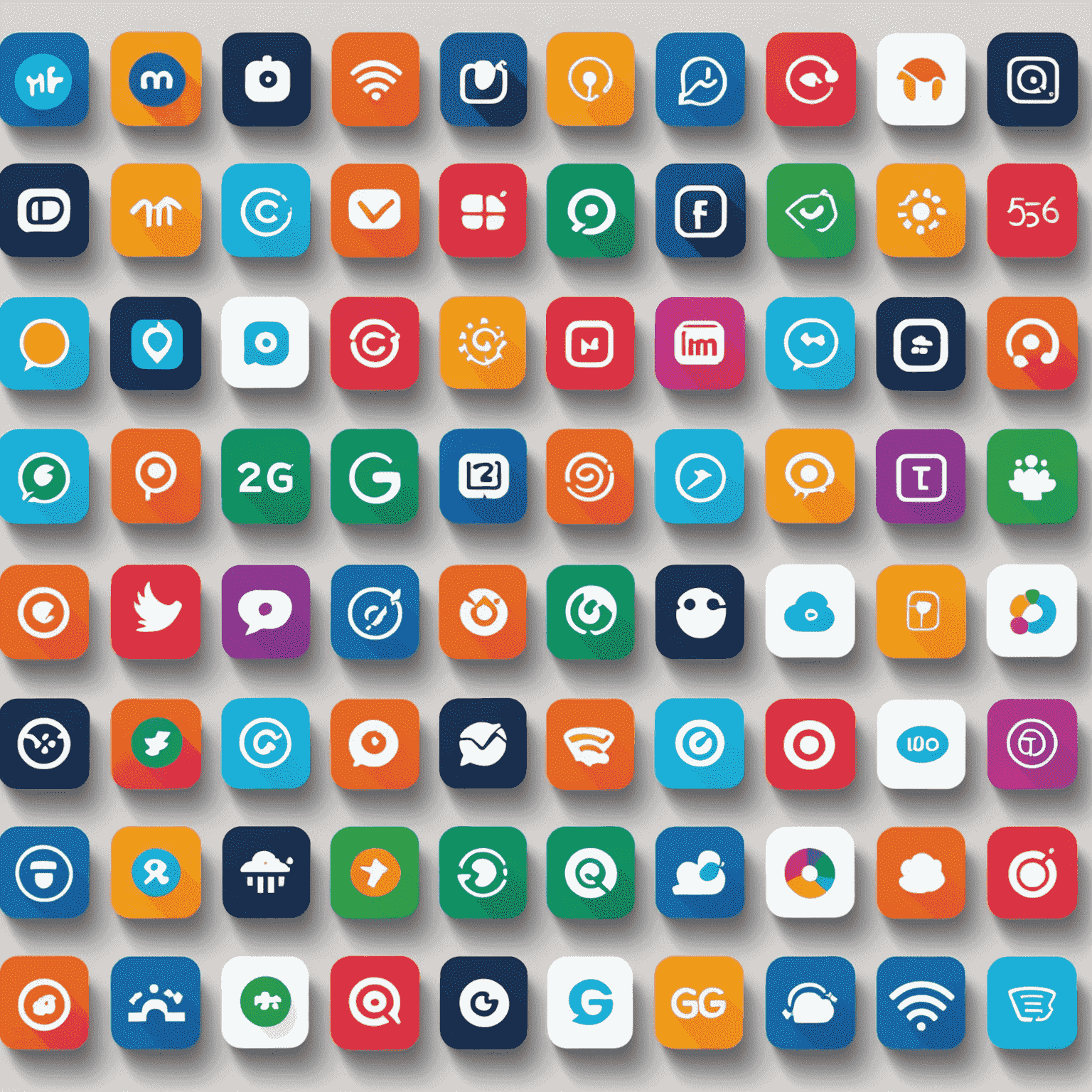 Collage of top mobile app icons for 2024, showcasing vibrant and modern designs with a focus on 5G capabilities