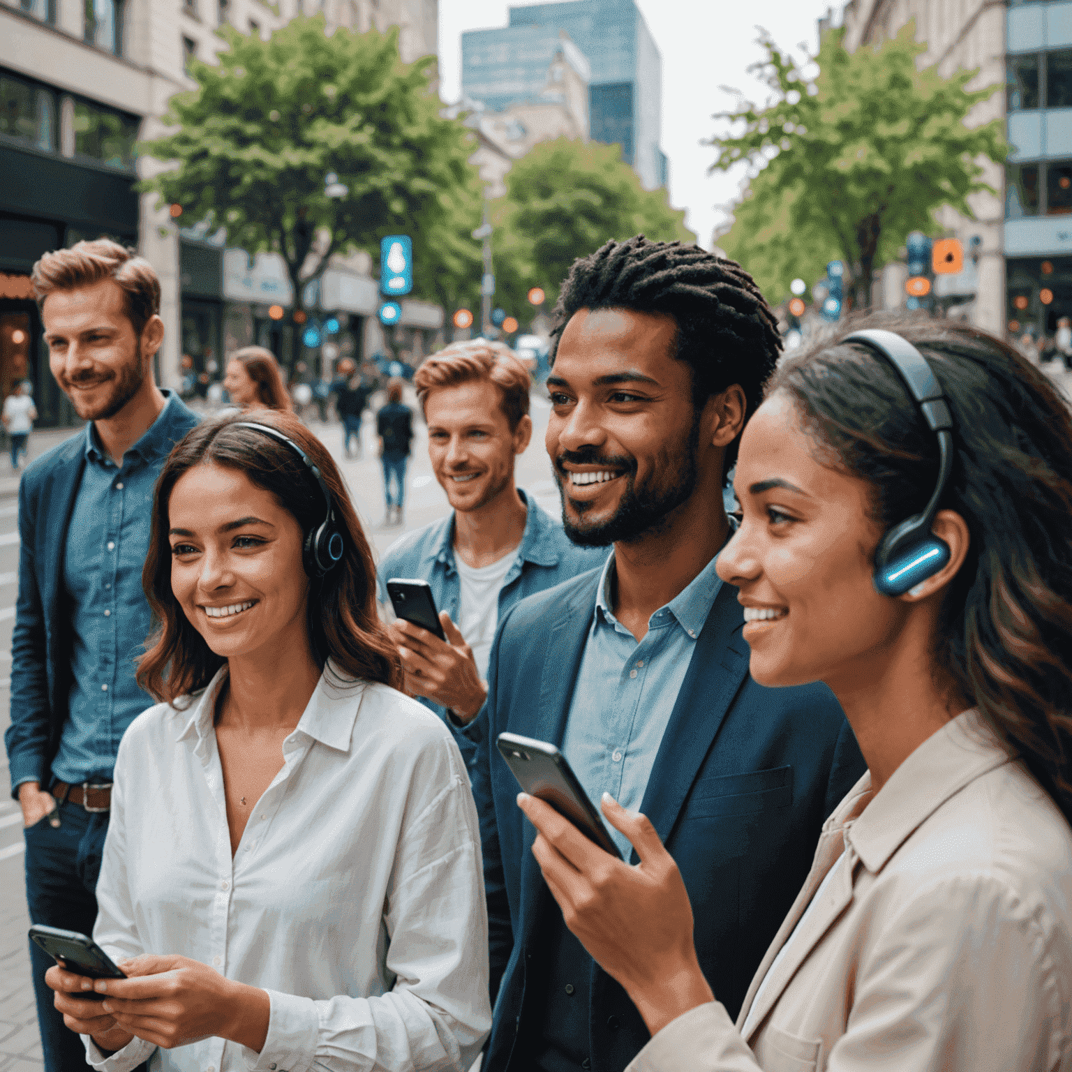 Image depicting crystal clear voice calls with 5G technology, showing people having clear conversations on mobile phones