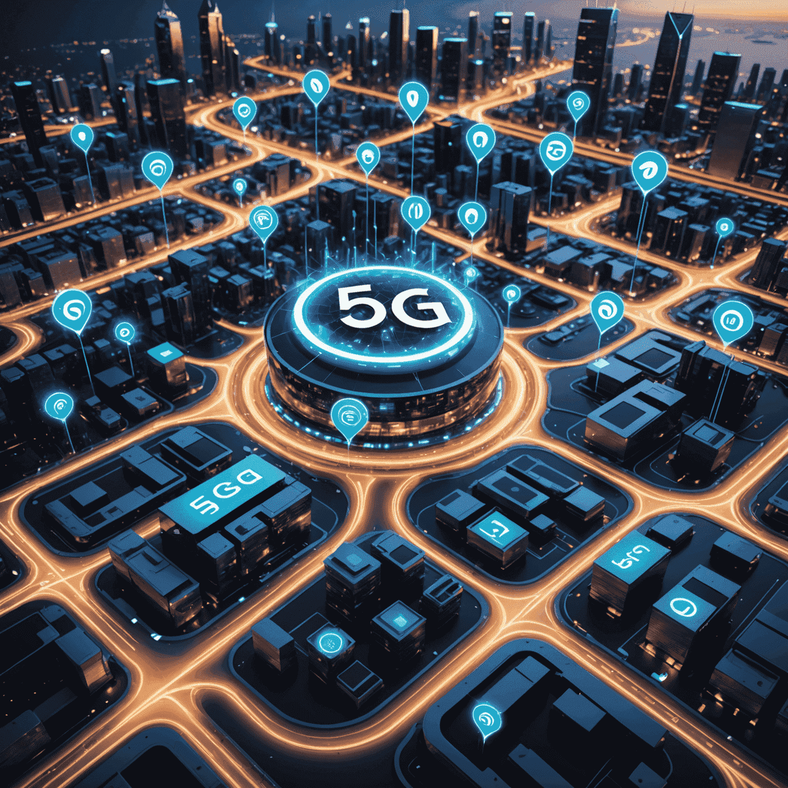 Visual representation of 5G speed with futuristic data streams and connected devices