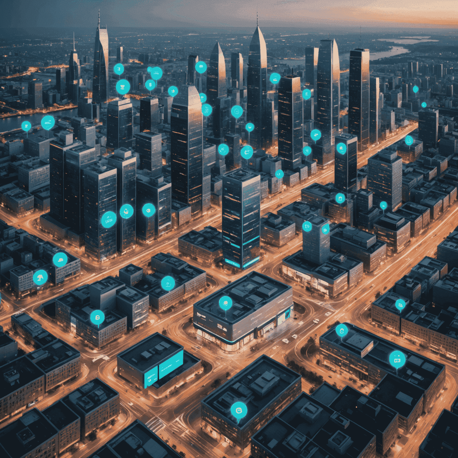 A smart city control center with multiple screens displaying real-time data from various IoT devices and 5G-enabled sensors across the city