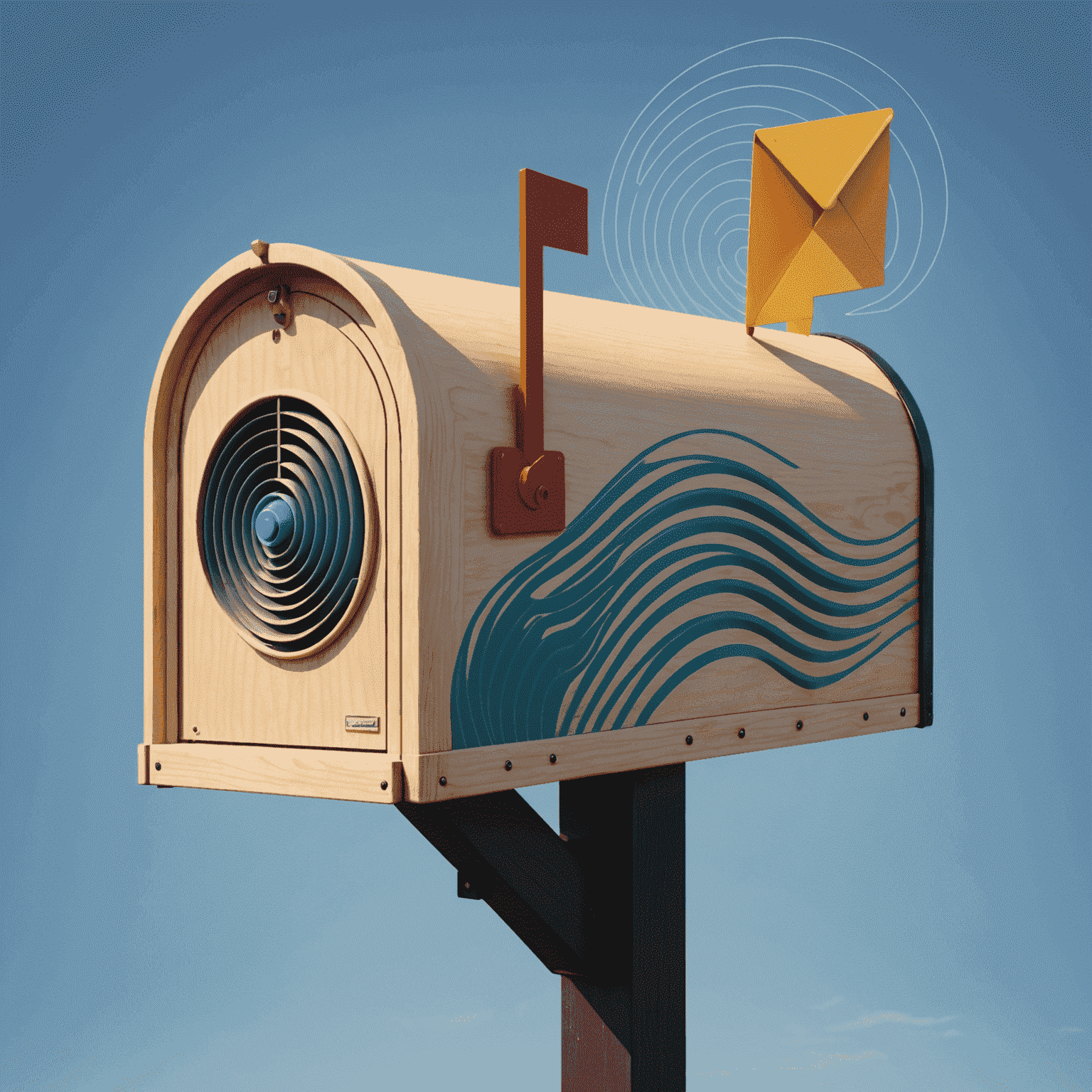 An illustration of a mailbox with sound waves, representing the voicemail service