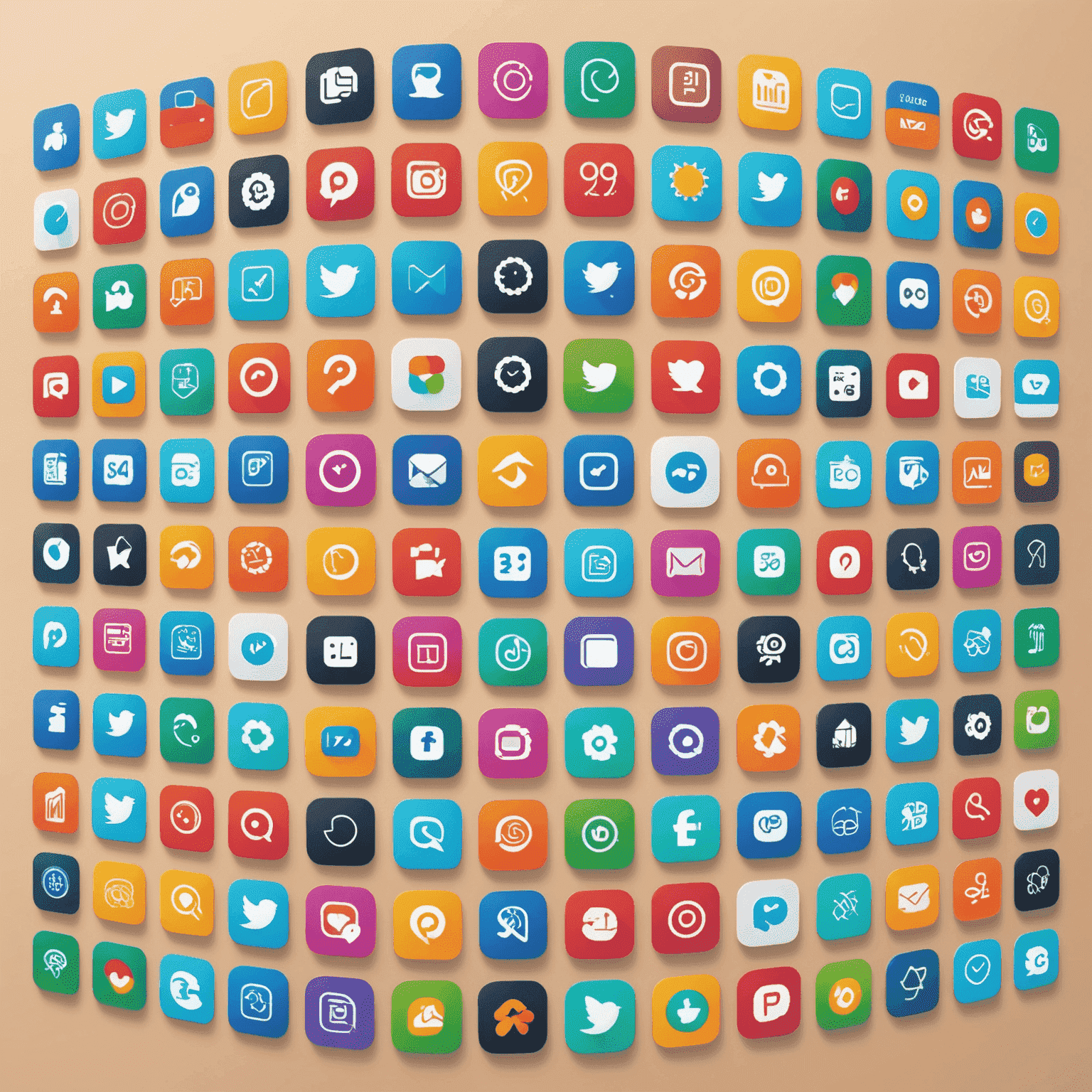 A collage of colorful app icons representing the top mobile applications of 2024